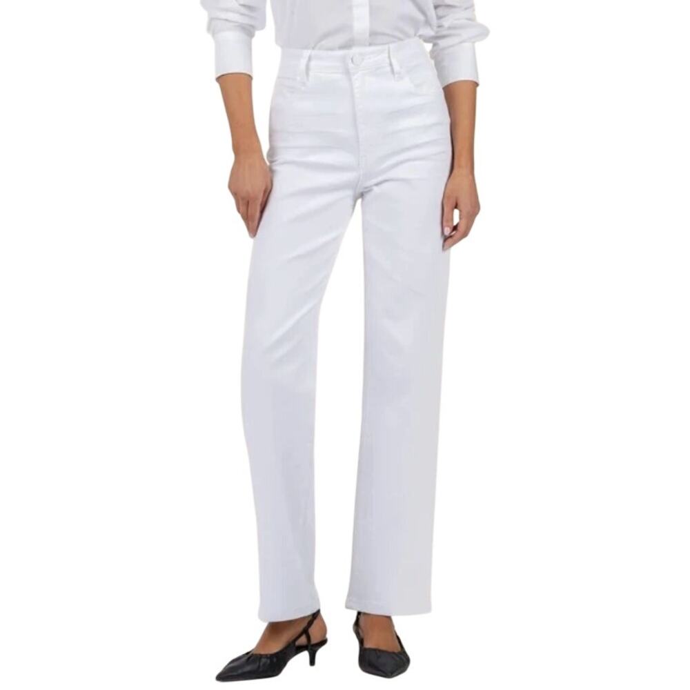 KUT from the Kloth Sienna High Rise Wide Leg-5 Pockets Optic White, Size 12
